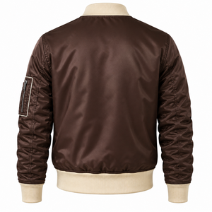 WARPRO INDUSTRY Men's Navy Blue Bomber Jacket Solid Color <b>Covered</b> <b>Button</b> Closure Casual Outerwear Winter Knitted Polyester - Product Image 2
