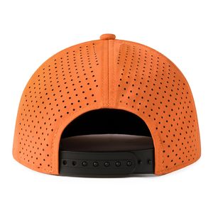 Gorra unisex naranja de 6 paneles con cierre a presión, color sólido, malla transpirable, visera plana ajustable, para exteriores, informal. - Product Image 6