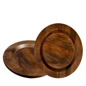 Bandeja redonda de madera de mango multiusos, paquete de 2, platos de madera para servir comida, desayuno, almuerzo, cena, plato para servir. - Product Image 4