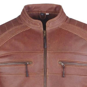 OEM Custom Men's Genuine Brown Lambskin Leather Bomber <b>Jacket</b> Premium <b>Slim</b> <b>Fit</b> Motorcycle Biker Denim Breathable <b>Jacket</b> - Product Image 3