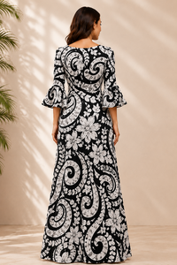 Robe longue décontractée pour femme en rayonne gingham noir et blanc, sans bretelles, écologique, respirante, à ourlet évasé, sans manches, style élégant - Product Image 3