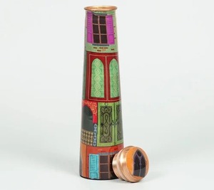 Meena Enamel Printed Pure Copper Handmade Eco-Friendly Anti-Corrosion Drinkware with Lid and <b>Straw</b> Cap for Wedding Use Unisex - Product Image 3