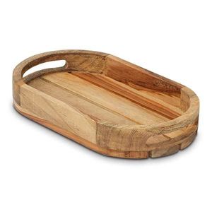 Wholesale Price Round Mango Wood <b>Beaded</b> Tray Decorative Wooden Tray with Handles for Kitchen Coffee Table Home Decor - Product Image 4