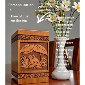 Urna Funeraria Artesanal de Madera de Palisandro con Forma de Rana |   Recuerdo Conmemorativo Personalizado, Recuerdo Funerario de AYAANS - Product Image 3
