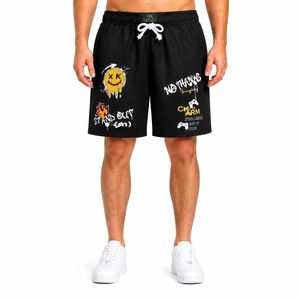 Shorts de sport pour homme personnalisés, imprimé graffiti smiley, séchage rapide, vêtements de sport d'été, respirant, polyester, streetwear, short de jeu - Product Image 3