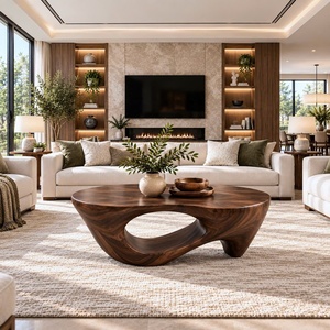 Modern Handmade Wooden Coffee <b>Table</b> Contemporary Design Living Room Furniture Natural Wood Finish Unique Shape Center <b>Table</b> - Product Image 4