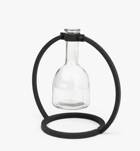 Vase en verre à cadre métallique rond, style moderne et minimaliste, pour table, pot de fleurs, décoration industrielle, centre de table floral, vente en gros - Product Image 1