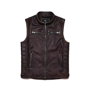 Men's Genuine <b>Leather</b> Vest <b>Sleeveless</b> Motorcycle Adults Custom Wholesale OEM Biker <b>Jacket</b> Vintage Casual Premium Outerwear 2026 - Product Image 1