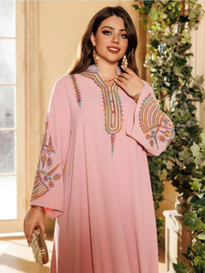 Abaya, Vestido de Fiesta para Mujer, Bordado, Musulmán, Modesto, Vestidos Eid, Jalabiya, Túnica Larga, Ramadán, Marruecos, Dubái, Caftán, Vestidos Abayas - Product Image 3