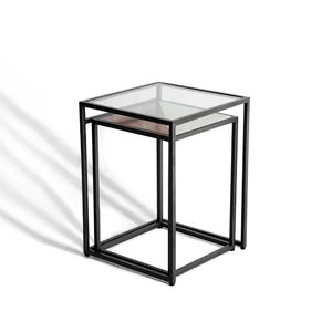 Set di Tavolini Moderni Contemporanei a 2 Pezzi in Vetro e Metallo per un Soggiorno Elegante - Product Image 5