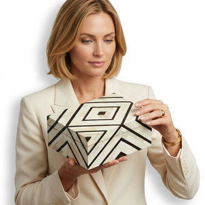 Boîte à bijoux moderne de luxe en os incrusté – Rangement multifonctionnel écologique pour accessoires de salon - Product Image 1