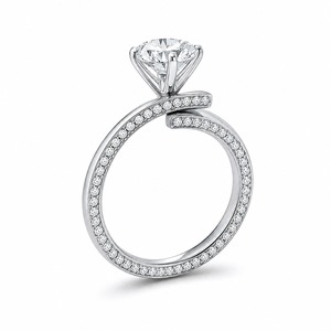 Anillo Cruzado Minimalista y Elegante con Diamantes, Plata 925, Engaste Pavé, Unisex, Banda de Eternidad, Diseño Geométrico, Bañado en Rodio - Product Image 2