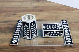 ชุดเตาเผาเครื่องหอมมุบคัห์ร์ ทำมือ ประดับมุกคุณภาพสูง สำหรับศาสนา พร้อมถาดอะคริลิก - Product Image 3