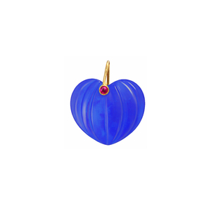 Colgante de Calcedonia Azul Tallado en Forma de Calabaza, Colgante de Calcedonia Azul en Forma de Corazón Chapado en Oro, Amuleto Tallado, Colgante de Corazón Tallado, Mayorista - Product Image 1
