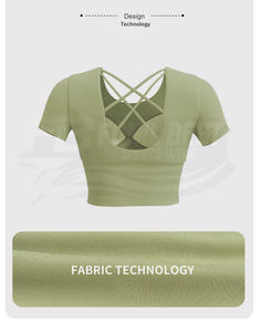 Camiseta Deportiva de Secado Rápido, Top Corto con Relleno en el Pecho, Sensación de Segunda Piel, Transpirable, Ropa de Yoga de Manga Corta - Product Image 6