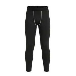 Wholesale Men's Fitness Wear Leggings Solid Black Color Plus Size Breathable Quick Dry <b>Athletic</b> Tights For Men - Product Image 2