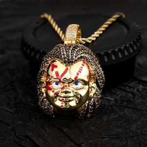 Pendentif enfant plaqué or jaune massif de qualité supérieure, motif Bob l'éponge, style hip-hop urbain tendance - Product Image 2