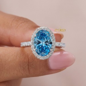 Anillo de compromiso y boda de oro de 14 quilates con diamante ovalado de laboratorio de claridad VS para mujer, estilo moderno - Product Image 1