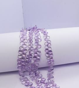 Perles d'améthyste naturelle violette facettées en forme de poire, 5x7 mm, 9 pouces, pour bijoux - Product Image 1