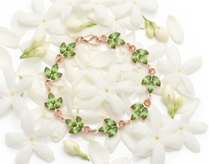 Pulsera de Cadena con Hoja de Cristal de Peridoto Verde, Joyería Romántica Unisex, Regalo, Tanya Gems and Jewellery, Modelo TG40069BR, Moderno - Product Image 1