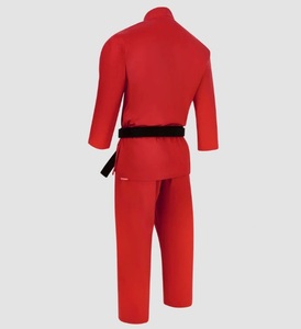 <b>Red</b> Taekwondo Uniform with Black <b>Belt</b> V-Neck Dobok Martial Arts Suit for Training & Competition - Product Image 3