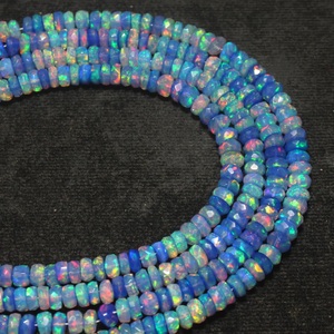 Perles d'Opale Fumée Naturelle Précieuse 4-6mm Forme Rondelle Couleur Violette Multi-Feu Éthiopienne Welo 16 Pouces de Longueur HASNAIN GEMS - Product Image 1