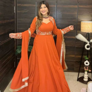 Traditioneller Indischer Stil Schwerer Kunstgeorgette Diamant-Arbeit Salwar Kameez Langarm Damen Anzug Designer Dupatta Schnelltrocknend Party - Product Image 1