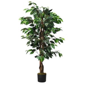 Albero di Ficus Artificiale da 120 cm per il Capodanno Cinese con Tronchi Multipli e Foglie Verdi in PEVA/Poliestere - Product Image 1