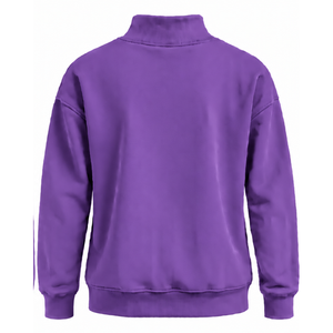 Sudadera de cuello alto para mujer, color violeta, manga larga, holgada, de forro polar, informal, para invierno, estilo urbano - Product Image 2