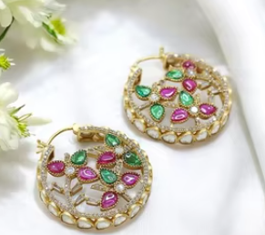 Trendy Round Cute Brass Long Earrings with Zircon Stone New Style Party & <b>Wedding</b> Wear Gift Fashion <b>Accessories</b> for Women - Product Image 2