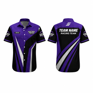 Chemise de travail de course automobile personnalisée à manches courtes, imprimée, respirante, coupe-vent, séchage rapide, grande taille, boutonnée, pour mécanicien de box - Product Image 5