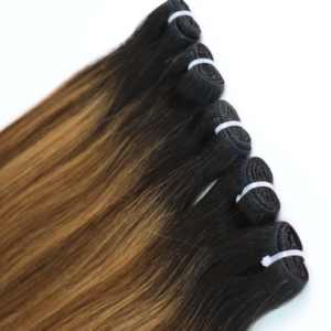 Venta al por mayor de fábrica Ombre Ash Brown Balayage Russian Remy Track Hair Weft Extensiones de cabello Cutícula Cabello alineado - Product Image 2