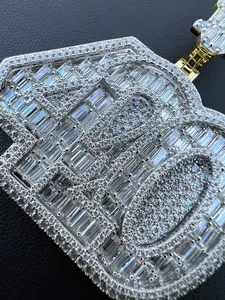 Collar de Mujer Tishya con Colgante Personalizado Número 420, con Moissanita de Corte Brillante y Engaste de Bisel, Estilo Hip Hop, Plata 925 Chapada en Oro - Product Image 3