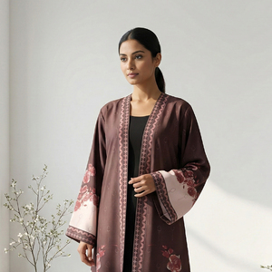 Abaya Holgada de Diseño Poly Moss para Mujer, Estilo Árabe con Frente Abierto, Cárdigan Largo, Ropa Islámica Modesta - Product Image 3