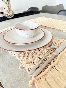 White Macrame Placemats Handmade Boho Table <b>Mats</b> for Dining Table Kitchen Decor Coffee Table Styling and Gift Use From India - Product Image 3