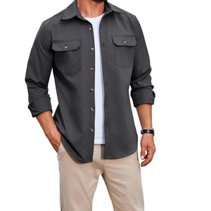 Camisa de mezclilla premium para hombre, cómoda, de manga larga, informal, con botones, tela de algodón suave para uso diario. - Product Image 1