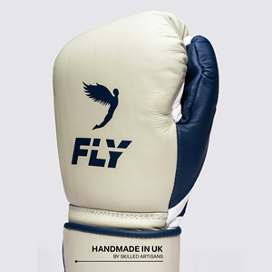 Guantes de Boxeo Fly Pro Punching de Cuero Genuino con Cierre de Correa y Protección para la Muñeca, Color Azul Piel, OEM - Product Image 2