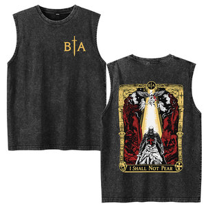 BLIZ SPORTS WEAR Men's <b>Vintage</b> Style Sleeveless Cotton <b>Tank</b> <b>Top</b> with Graphic Print O-Neck Collar 180g Fabric - Product Image 5