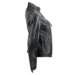 Chaqueta Bomber de Cuero Vacuno Genuino para Mujer, Lino/Seda Teñido Liso, Corte Ajustado, Logotipo Personalizado, Precio de Fábrica, Venta al Por Mayor OEM - Product Image 4