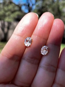 925 Sterling <b>Silver</b> Oval Moissanite <b>Stud</b> Earrings VVS Diamond Solitaire Earrings Classic Minimalist Unisex Jewelry - Product Image 5