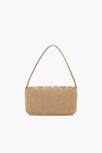 Sac à main en tissu brodé à la main avec perles de verre, rayures roses et motif floral citron, forme rectangulaire, idéal pour les soirées - Product Image 2