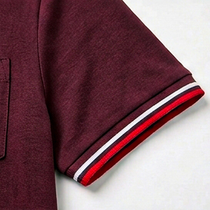 Men's 100% Cotton Silk Screen Printed Front Logo Anti-Wrinkle for T-<b>Shirt</b> Short Sleeve <b>Pocket</b> Tee Burgundy Casual Wear - Product Image 5