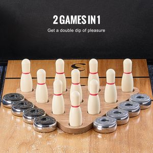 Juego Combinado 2 en 1: Mesa de Shuffleboard y Bolos de 11.5 pies para una Noche de Juego Divertida y Entretenida - Product Image 3