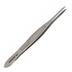 Pince conjunctivale ophtalmique Moorfield délicate, manuelle, à section rainurée, avec poignée plate, pointe de 0,5 mm, longueur totale de 11 cm - Product Image 3
