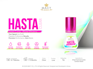 กาวต่อขนตา KOREA MACY BEAUTY Hasta Clear Glue ติดทนนาน 6 สัปดาห์ แห้งภายใน 0.3-0.5 วินาที ขนาด 3 กรัม 5 กรัม 10 กรัม กาวต่อขนตาแบบมืออาชีพ - Product Image 3