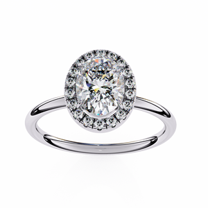 Anillos de Halo Modernos y Minimalistas para Compromiso, Boda o Aniversario, con Diamante Cultivado en Laboratorio de Corte Ovalado de 1 Quilate, E VS1, en Oro Sólido de 14K - Product Image 5