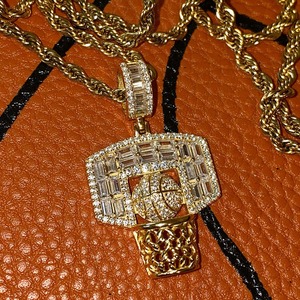 Joyería Hip Hop, Plata de Ley 925, Chapado en Oro, Diamantes de Imitación, Colgante de Baloncesto Hip Hop para Hombre - Product Image 2