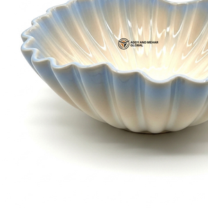 <b>Large</b> Decorative Ceramic <b>Bowl</b> pastel blue and cream-white Serving Dish for Kitchen Countertop & Dining Table Decor Piece - Product Image 5