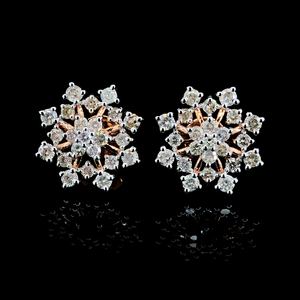 <b>Cluster</b> Stud Earrings Cushion Cut Rhinestone Floral Jewelry for Women Gift Rose Gold Plated Diamond Earrings - Product Image 4