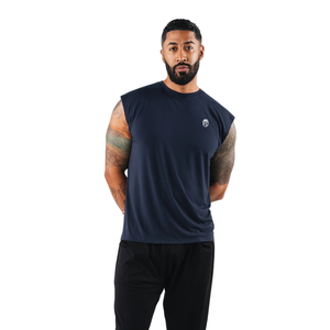 Camiseta sin mangas para hombre, ajuste holgado, para gimnasio, entrenamiento, chaleco ligero, ropa deportiva atlética, azul marino oscuro - Product Image 2